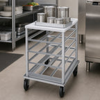 Thumbnail image #3 for Advance Tabco CRPL10-72 Half-Size Low-Profile Mobile Poly Top Can Rack for #5 and #10 Cans