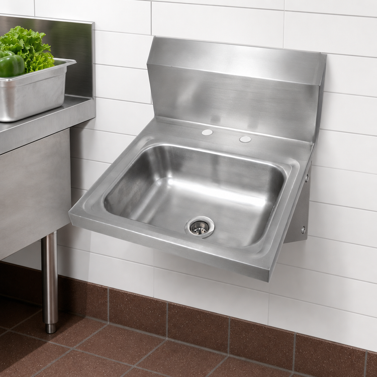 Product image #3 for BK Resources 14 x 10 Wall-Mounted Hand Sink with 304 Stainless Steel Bowl