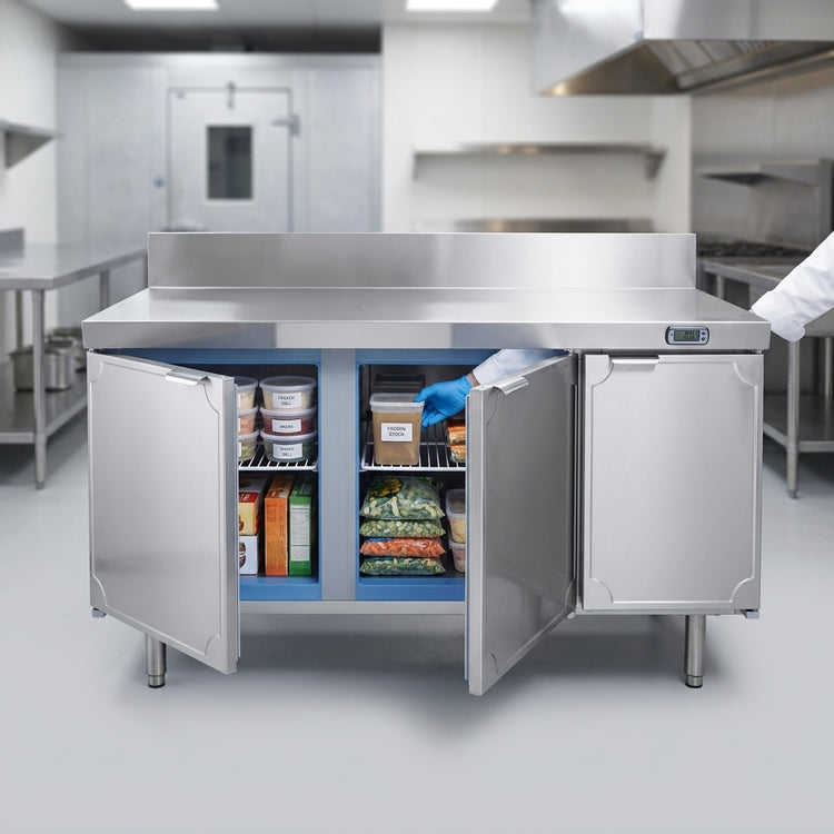 Product image #2 for La Rosa Refrigeration L-20180-32 Three-Section Stainless Steel Work Top Freezer Base