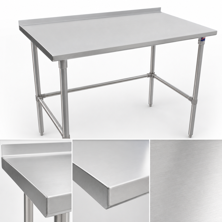 Product image #3 for John Boos Stallion 120" x 24" Stainless Steel Work Table with 1-1/2" Rear Riser and Safety Edge