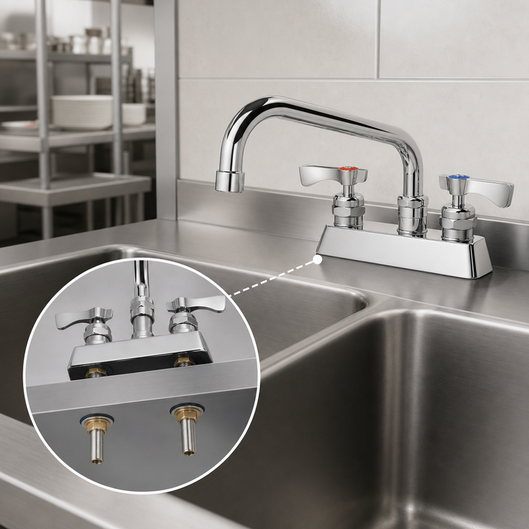 Product image #3 for Krowne Royal Series Deck-Mount Manual Faucet with 8-Inch Swing Spout, 4-Inch Centers