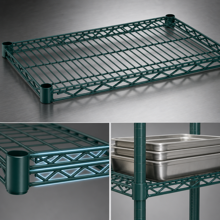 Product image #3 for Eagle Valu-Gard 60 x 36 Inch Green Epoxy QuadTruss Wire Shelf, 600 lb. Capacity