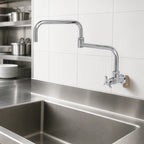 Thumbnail image #3 for T&S Brass Big-Flo BF-0299-24DJ Low-Lead Wall-Mount Pre-Rinse Faucet, 24-Inch Swivel Double-Joint Nozzle, 4-Arm Handle