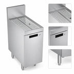 Thumbnail image #3 for Krowne Royal Series KR24-SD12 Stainless Steel Freestanding Underbar Drainboard Cabinet, Locking Door, 12"W x 24"D, 6" Splash