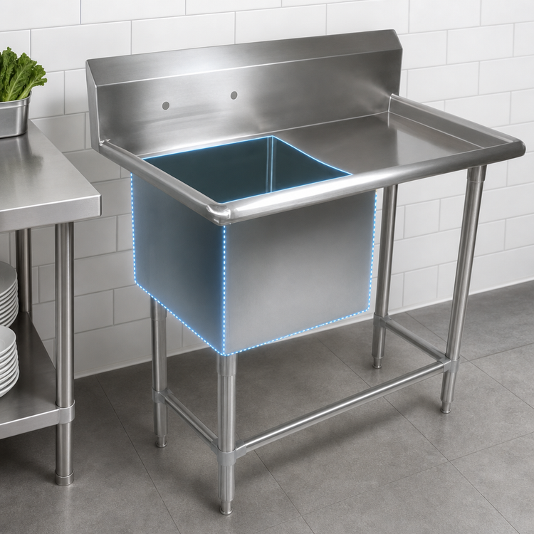 Product image #3 for John Boos Pro-Bowl 1-Compartment Stainless Steel Sink with 30-Inch Right Drainboard