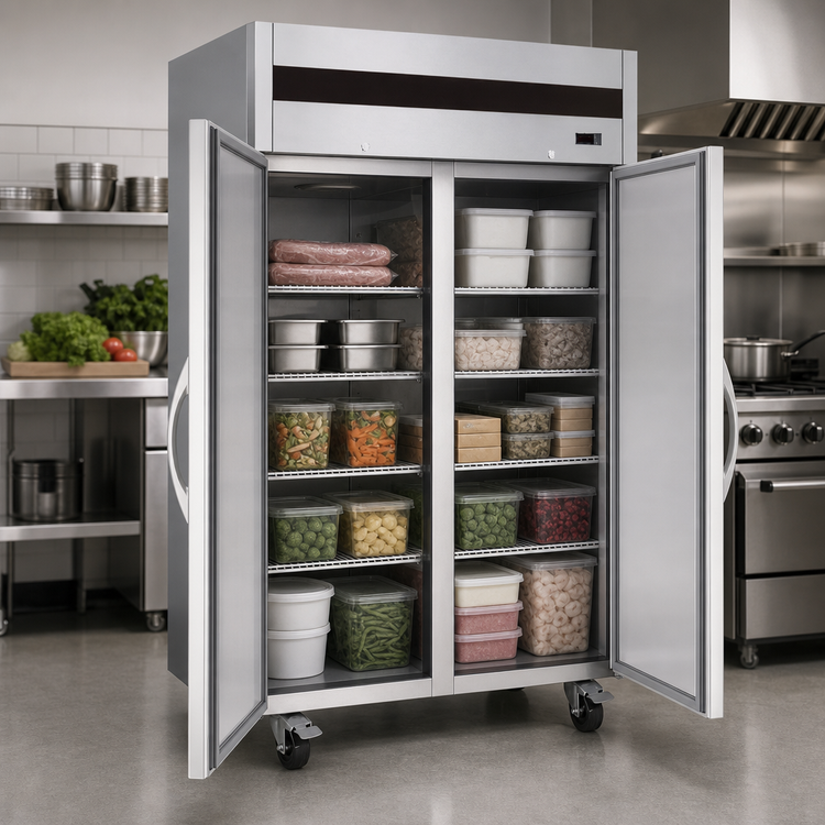 Product image #3 for IKON Refrigeration IT56F Two-Section Reach-In Freezer, 49 Cu. Ft., Top-Mount, Solid Stainless Steel Doors