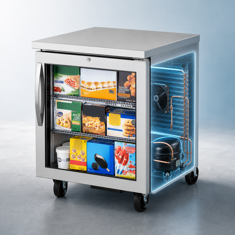 Product image #3 for True 27 5/8-Inch Wide 1-Section Undercounter Framed Glass Door Freezer, Self-Contained, -10°F