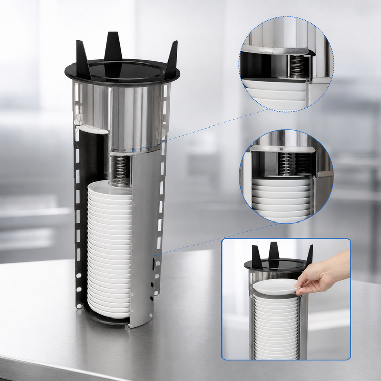 Product image #3 for Atlas Metal PDS-7-1/4 Drop-In Self-Leveling Shielded Unheated Plate Dispenser for 7-1/4-Inch Plates