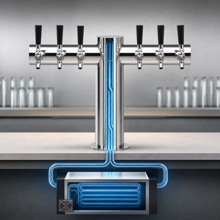Product image #3 for Metropolis T-Style Countertop Glycol-Cooled Draft Beer Tower with 6 Faucets