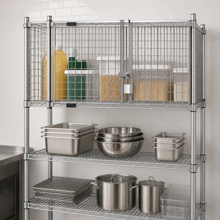 Product image #3 for 36-Inch Wide x 18-Inch Deep Stainless Steel Security Enclosure Kit with Hinged Doors for Wire Shelving