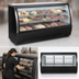 Thumbnail image #3 for Omcan 64-Inch Full-Service Refrigerated Deli Display Case with Curved Glass Front and Rear Sliding Doors