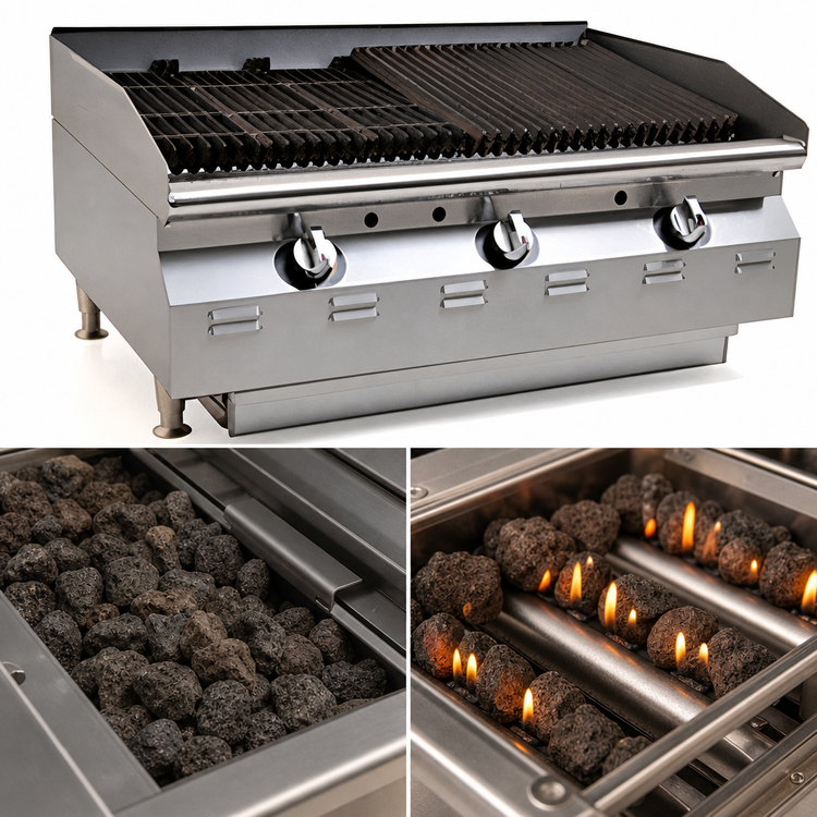 Product image #3 for RedHots Chef Line 24-Inch Countertop Natural Gas Lava Rock Charbroiler