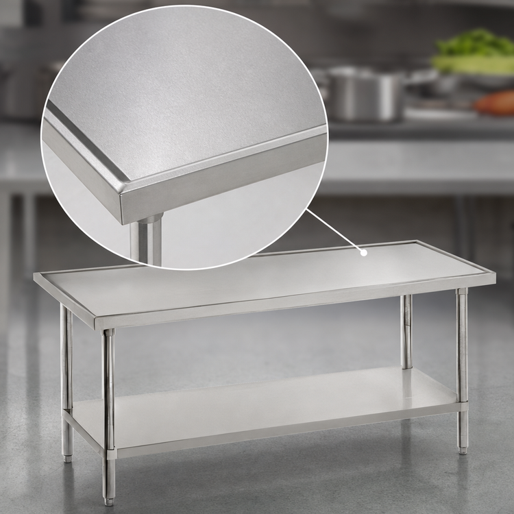 Product image #3 for Advance Tabco 60-Inch x 24-Inch Flat-Top 304 Stainless Steel Work Table with Adjustable Undershelf