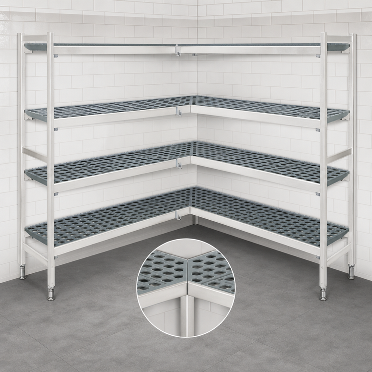Product image #3 for Fermostock 4-Tier Corner Expansion Add-On Shelving Unit with Removable Polymer Inserts, 68W x 18D x 66H