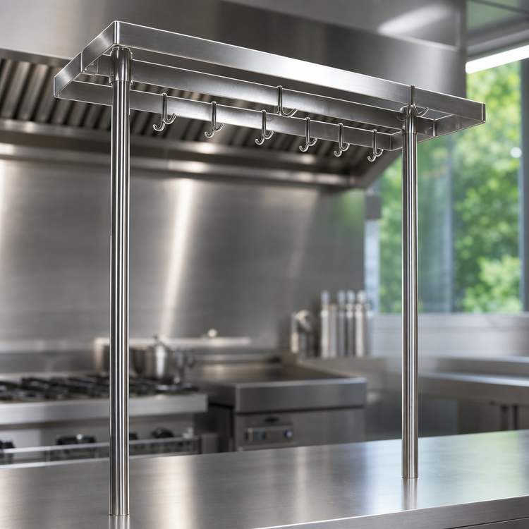 Product image #3 for John Boos Cucina Grande 48-Inch Table-Mounted Stainless Steel Pot Rack with 12 Hooks