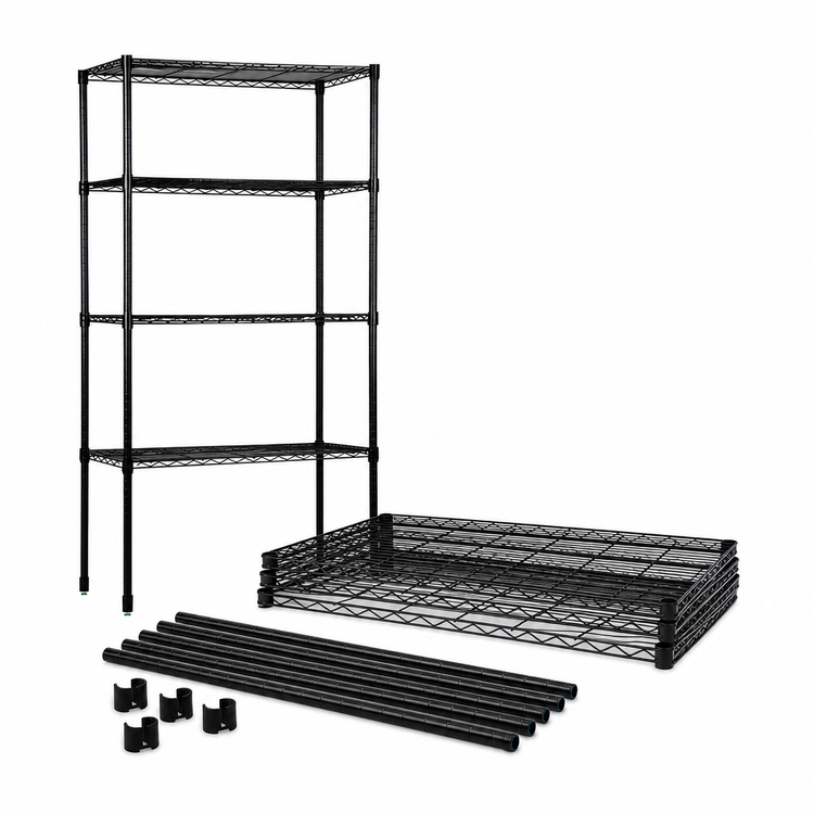 Product image #3 for Quantum 42-Inch Wide x 24-Inch Deep x 63-Inch High Black Epoxy Wire Shelving Starter Kit
