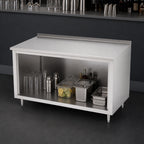 Thumbnail image #3 for John Boos 4CO4R1.5-2460 60 x 24 Inch Stainless Steel Underbar Open-Front Work Table with 14-Gauge 300 Series Top and 1-1/2-Inch Rear Riser