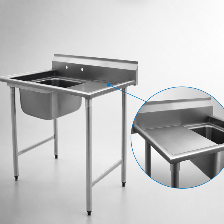 Product image #3 for Eagle Group 412 Series 1-Compartment Stainless Steel Sink with Right Drainboard, 44-7/8 Inch Wide