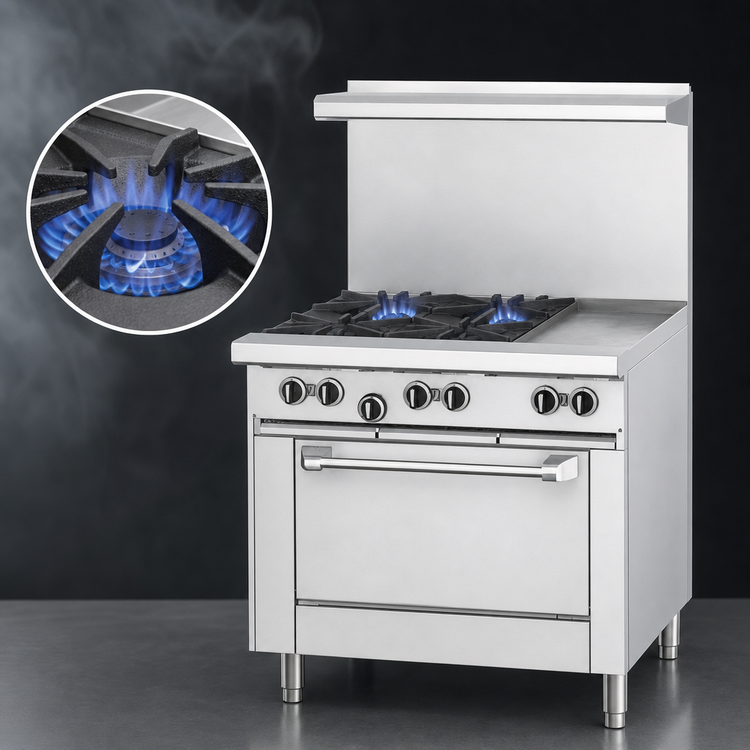 Product image #3 for Garland US Range U Series 36-Inch Gas Restaurant Range with 2 Open Burners, 24-Inch Griddle, and Standard Oven