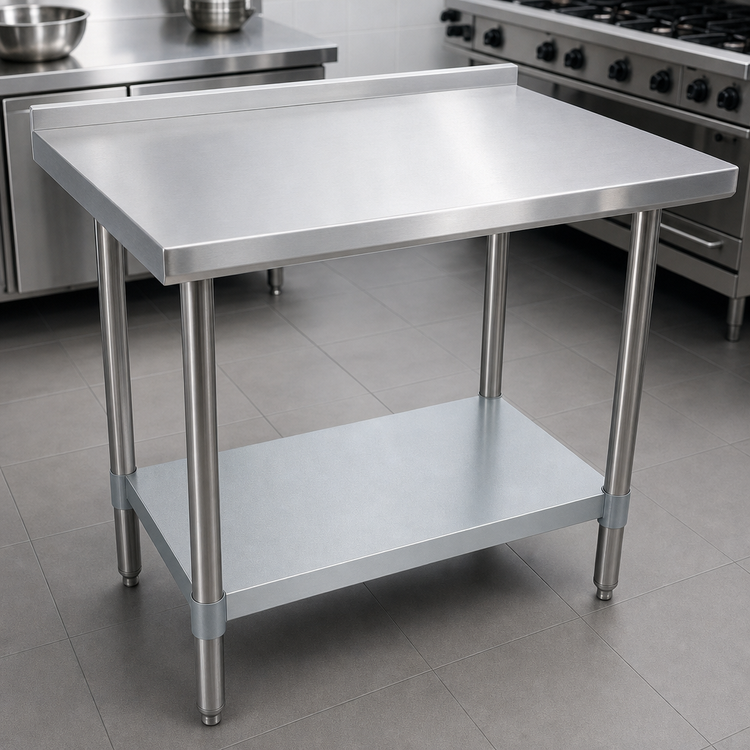 Product image #3 for BK Resources 60" x 24" Stainless Steel Work Table with 1-1/2" Rear Riser and Galvanized Undershelf