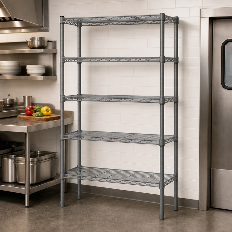 Product image #3 for Eagle Valu-Master 5-Tier Wire Shelving Starter Unit, 42"W x 18"D x 74"H, Pewter Gray Epoxy Finish