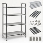 Thumbnail image #3 for Cambro Camshelving® Elements EXU186072S4480 Polymer Shelving Unit, 4-Tier Solid, Stationary Starter, 18 x 60 x 72 Inches, Speckled Gray