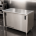 Thumbnail image #3 for Advance Tabco Special Value Enclosed Work Table with Cabinet Base, Mid-Shelf and Sliding Doors, 84 x 24 Inches, 16-Gauge 304 Stainless Steel Top