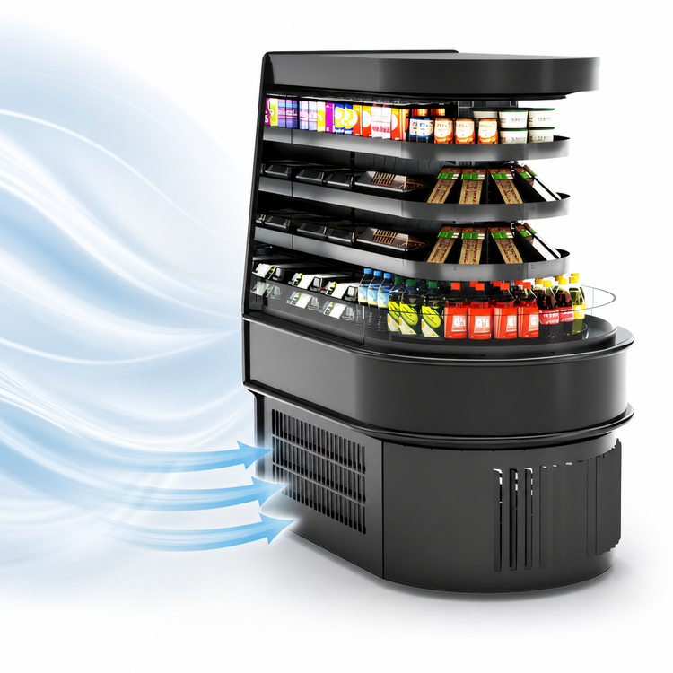 Product image #3 for Oasis Self-Service Refrigerated End Cap Display Case, Curved Open Front