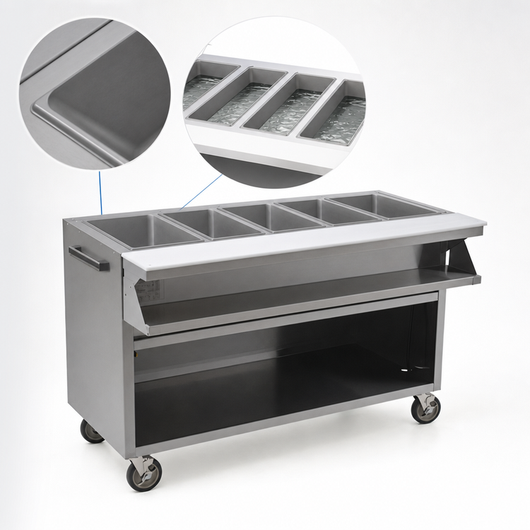 Product image #3 for Spec-Master SPHT5CB-240-3 5-Well Electric Sealed Well Mobile Hot Food Table with AutoFill Water System