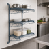 Thumbnail image #3 for Cantilever Wall-Mounted Wire Shelving Starter Unit with 3 Shelves, 54-Inch Posts, Gray Epoxy Finish
