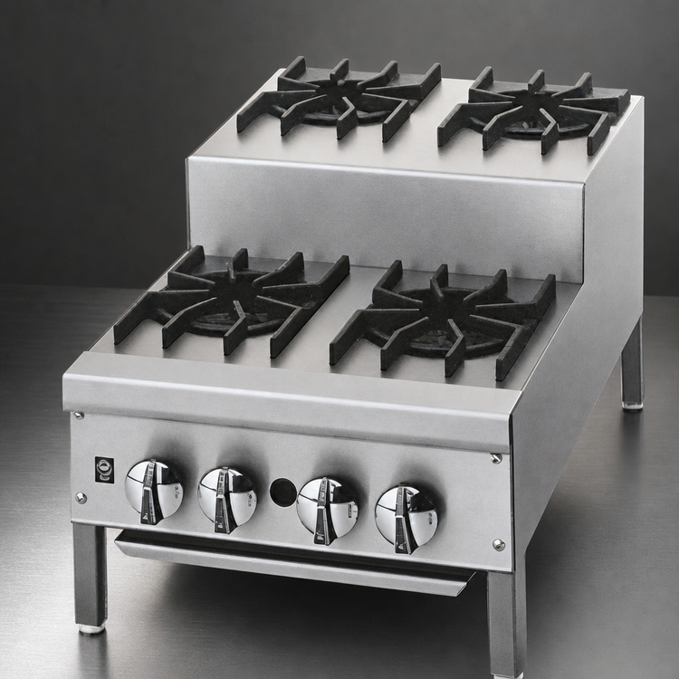 Product image #3 for Supreme 24-Inch Countertop Gas Step-Up Hotplate with 2 Open Burners and 2 Step-Up Open Burners