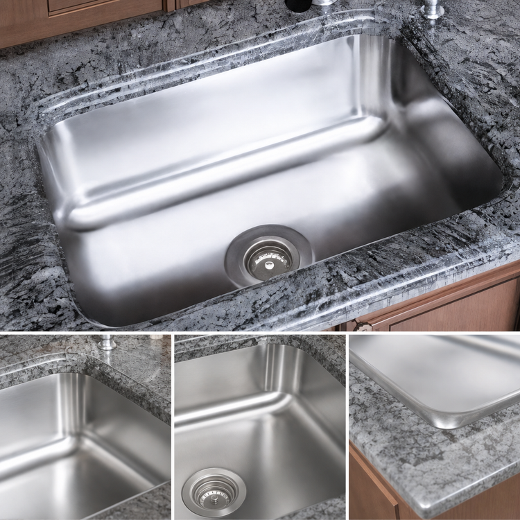 Product image #3 for Advance Tabco Smart Series™ 1-Compartment Undermount Sink Bowl, 14 x 16 x 10 Inch Bowl, 18-Gauge 304 Stainless Steel, Residential Finish