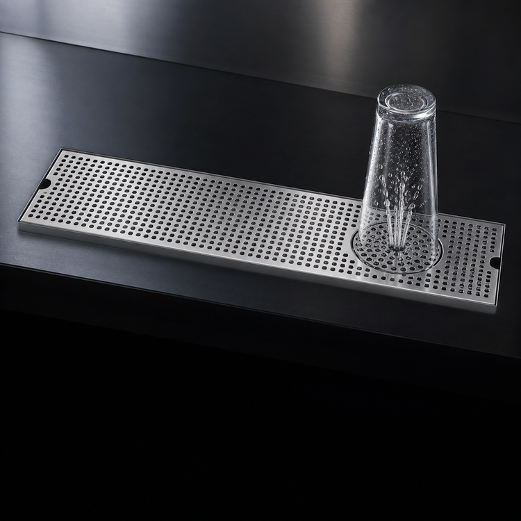 Product image #3 for 39-Inch Surface Mount Stainless Steel Drip Tray Trough with Integral Glass Rinser
