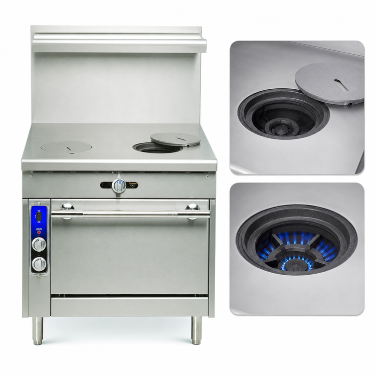 Product image #3 for Imperial Spec Series 36-Inch Heavy Duty Gas Range with Two 18-Inch French Tops and Convection Oven