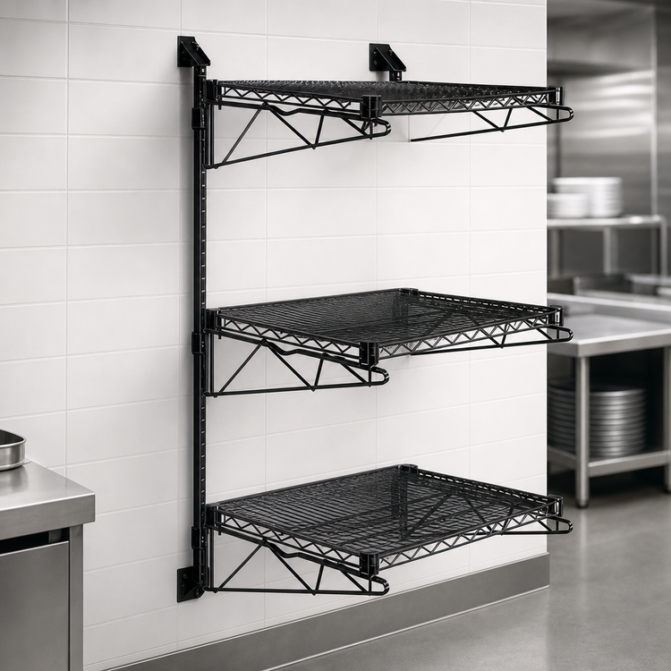 Product image #3 for Wall-Mounted Cantilever Single Shelf Starter Unit with 54-Inch Posts