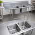 Thumbnail image #3 for Regaline 2-Compartment Freestanding Stainless Steel Sink with Left & Right Drainboards, 24 x 24 Inch Bowls
