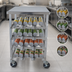 Thumbnail image #3 for Omcan USA Mobile Stainless Steel Can Rack with Table Top, 4 Layers, 12 Rows, and 5-Inch Casters