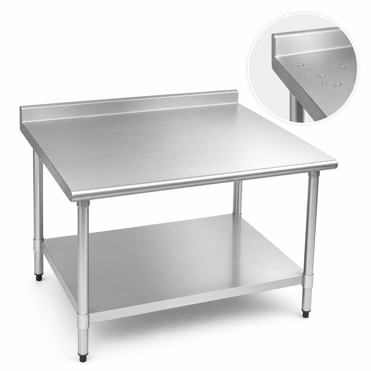 Product image #3 for Eagle Budget Series 30" x 30" 430 Stainless Steel Work Table with 1-1/2" Rear Up-Turn and Undershelf