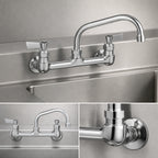 Thumbnail image #3 for Fisher 64740 Commercial Low-Lead Brass Backsplash Faucet, 8-Inch Centers, 8-Inch Swing/Swivel Spout, Lever Handles