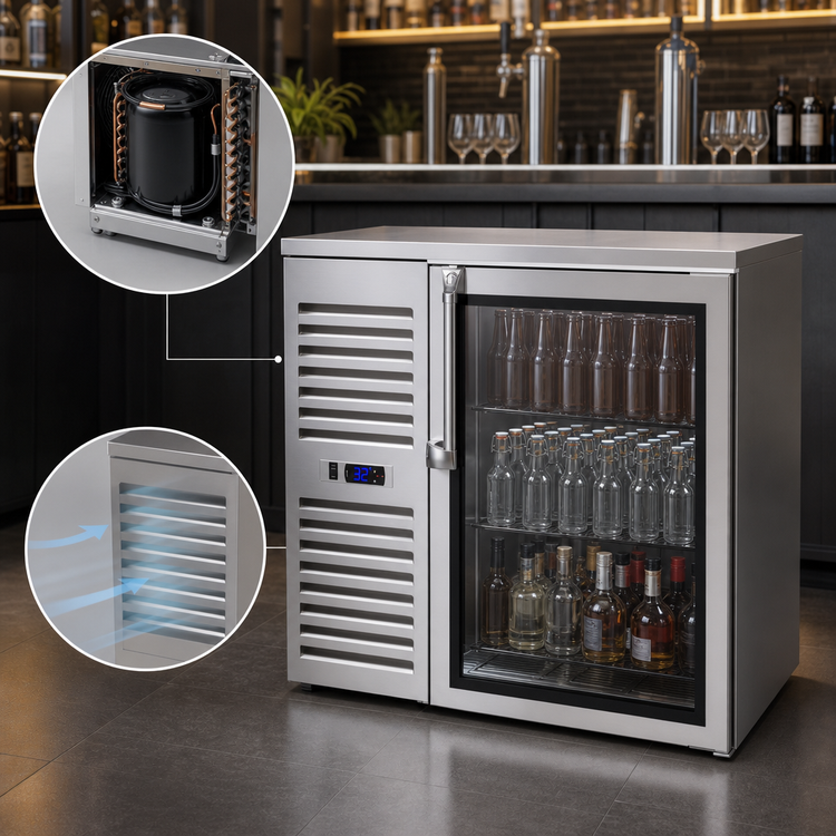 Product image #3 for Krowne BS36 36-Inch One-Section Refrigerated Back Bar Storage Cabinet, Side-Mounted Self-Contained