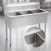 Thumbnail image #3 for Eagle Group 49-3/8 Inch 3-Compartment Utility Sink, 16 Gauge 304 Stainless Steel, No Drainboards, Square Corner