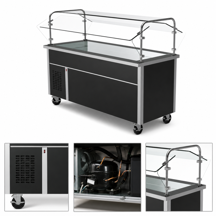 Product image #3 for Randell Custom & Serving Mobile Modular Refrigerated Cold Pan Serving Station with Open Base, 60 Inch, 4 Pan Capacity