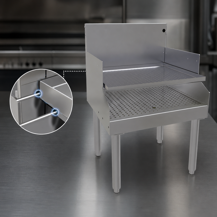 Product image #3 for Glastender RDBA-24S Freestanding Recessed Drainboard, 24 x 24 Inches, Stainless Steel