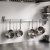Thumbnail image #3 for John Boos Wall-Mount Stainless Steel Single-Bar Pot Rack with 6 Double Hooks