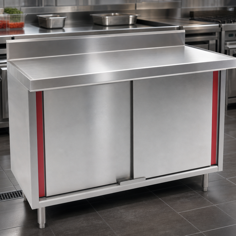 Product image #3 for 72" x 30" 14-Gauge 304 Stainless Steel Marine Series Cabinet Base Work Table