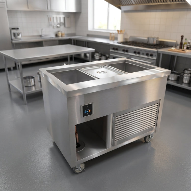 Product image #2 for Thurmaduke TCM-46PG-N7 Mobile 46-Inch Refrigerated Cold Food Well with NSF 7 Pan