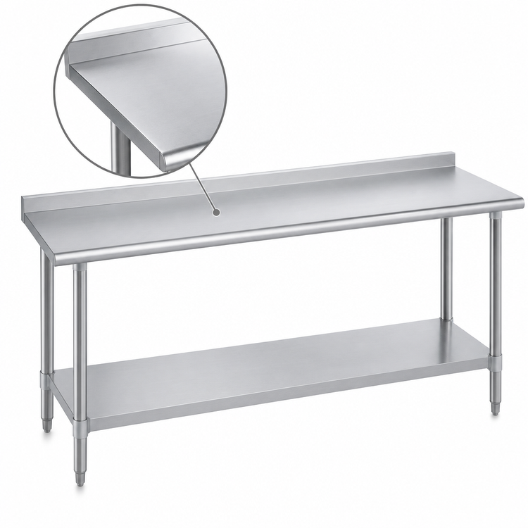 Product image #3 for Duke Deluxe 16-Gauge 300 Series Stainless Steel Work Table, 120-Inch x 24-Inch, with 1-1/8-Inch Riser