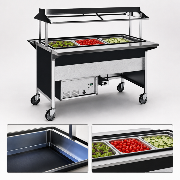 Product image #3 for Atlas Metal CABT-3 50" 3-Pan Mobile Refrigerated Cold Food Serving Counter