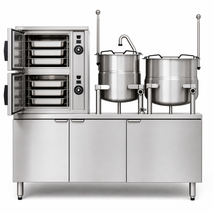 Product image #3 for Crown SCX-10-6-10 Two Compartment Steam Coil Convection Steamer with 6 & 10 Gallon Kettles