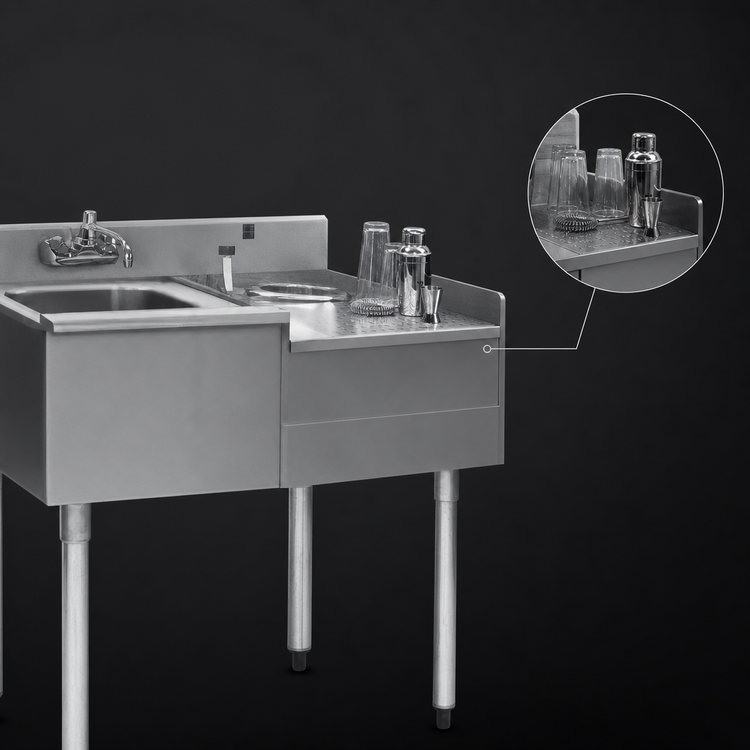 Product image #3 for Eagle 1800 Series 62-Inch Underbar Drainboard, Center Ice Bin, and Blender Unit with 7-Circuit Cold Plate